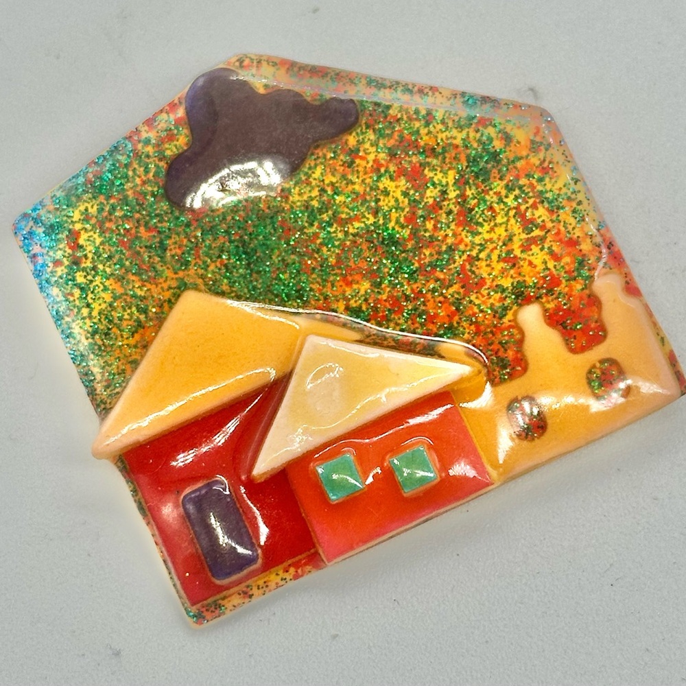 Lucinda House Pins Brooch Warm Fall Colors Moon Star Flower Night Autumn